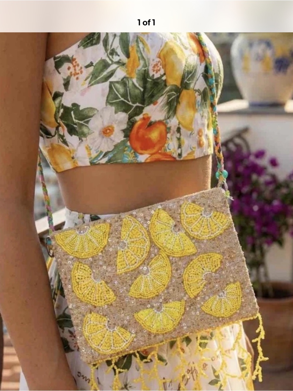 ANTICA SARTORIA  2026 LEMONS Slice Bag Clutch  SEQUINS PURSE NWT